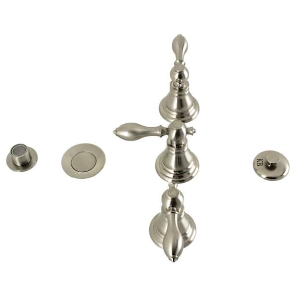 American Classic 3-Handle Bidet Faucet with Brass Pop-Up in Brushed Nickel