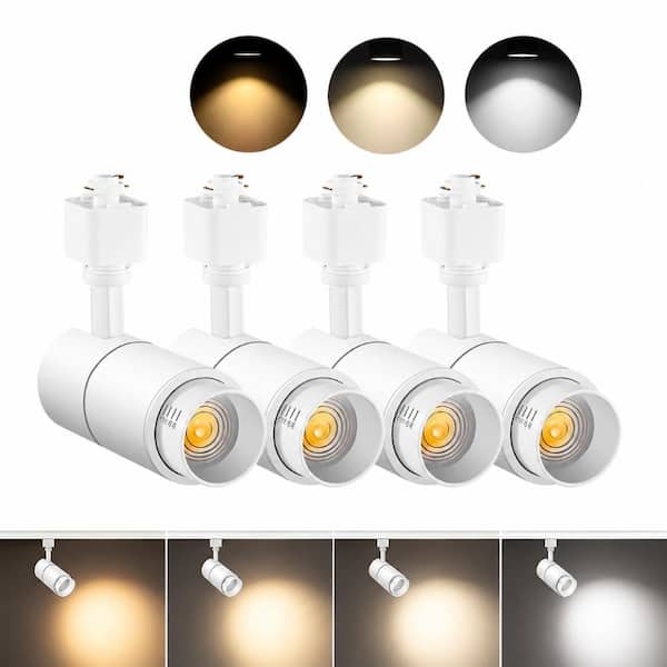 10W LED H-Type Track Light Heads 3 CCT 3000K 4000K 5000K Zoomable 15°-60° CRI 90 1000 lm Dimmable 4-Pack