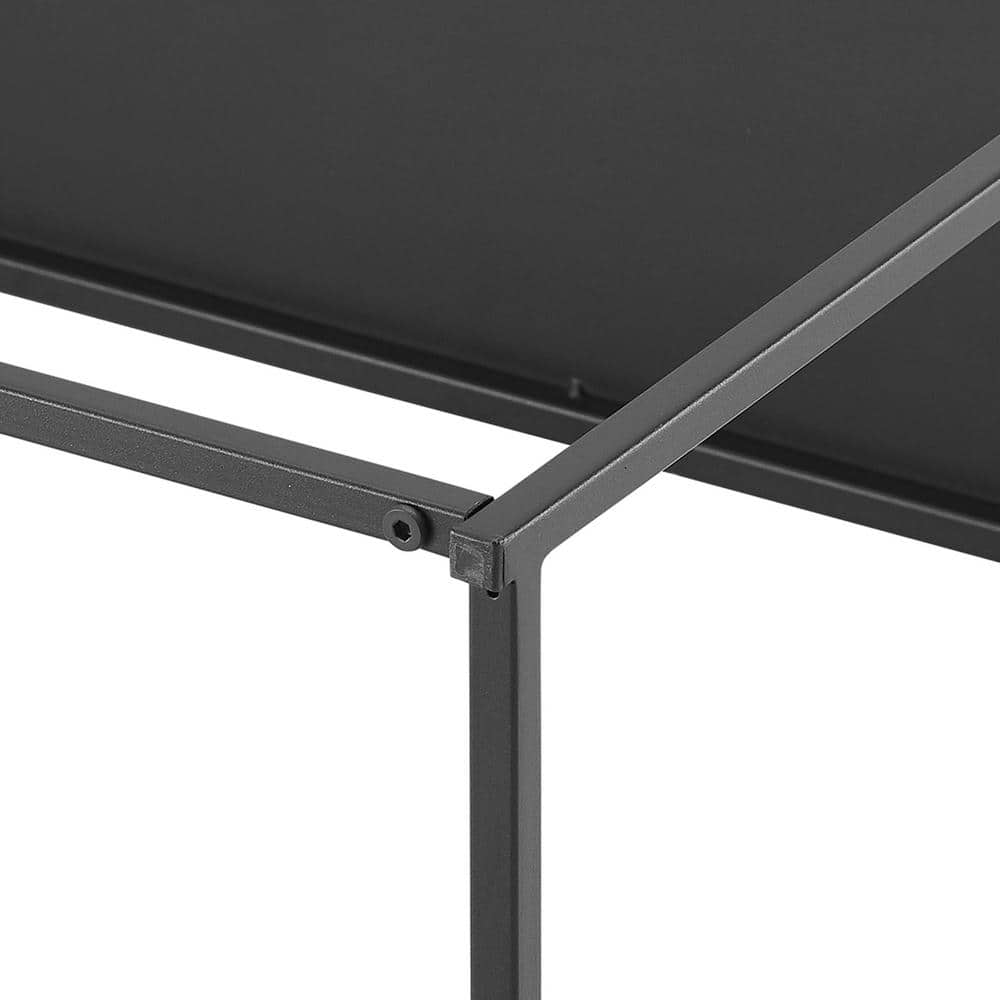 Braxton Matte Black Metal and Glass Slim End Table