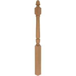 Stair Parts 3030 56 in. x 3-1/2 in. Unfinished Red Oak Classic Acorn Top Newel Post for Stair Remodel
