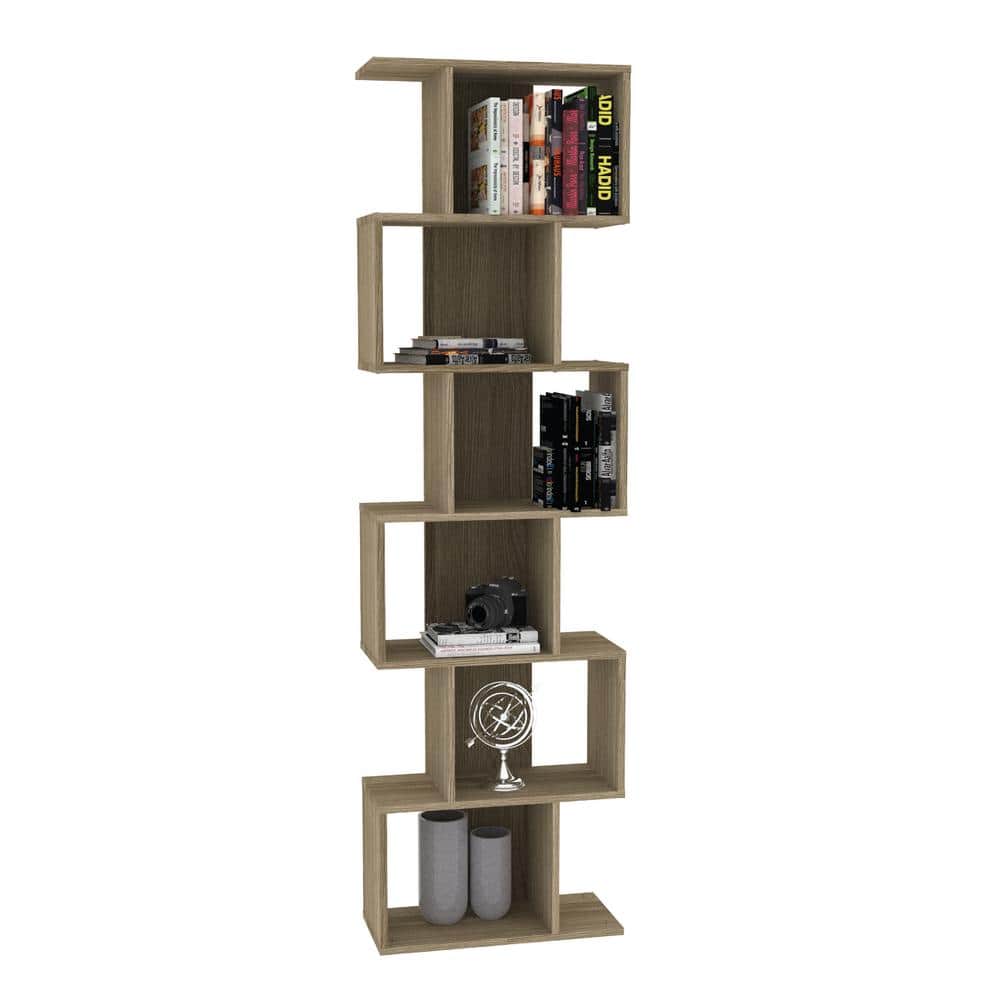 6 Shelf Mosaic Bookcase Cream Oak BM010BO The Home Depot