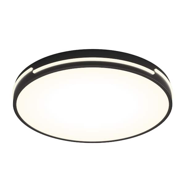 Delray 15 in. 1-Light Black LED Flush Mount Ceiling Light