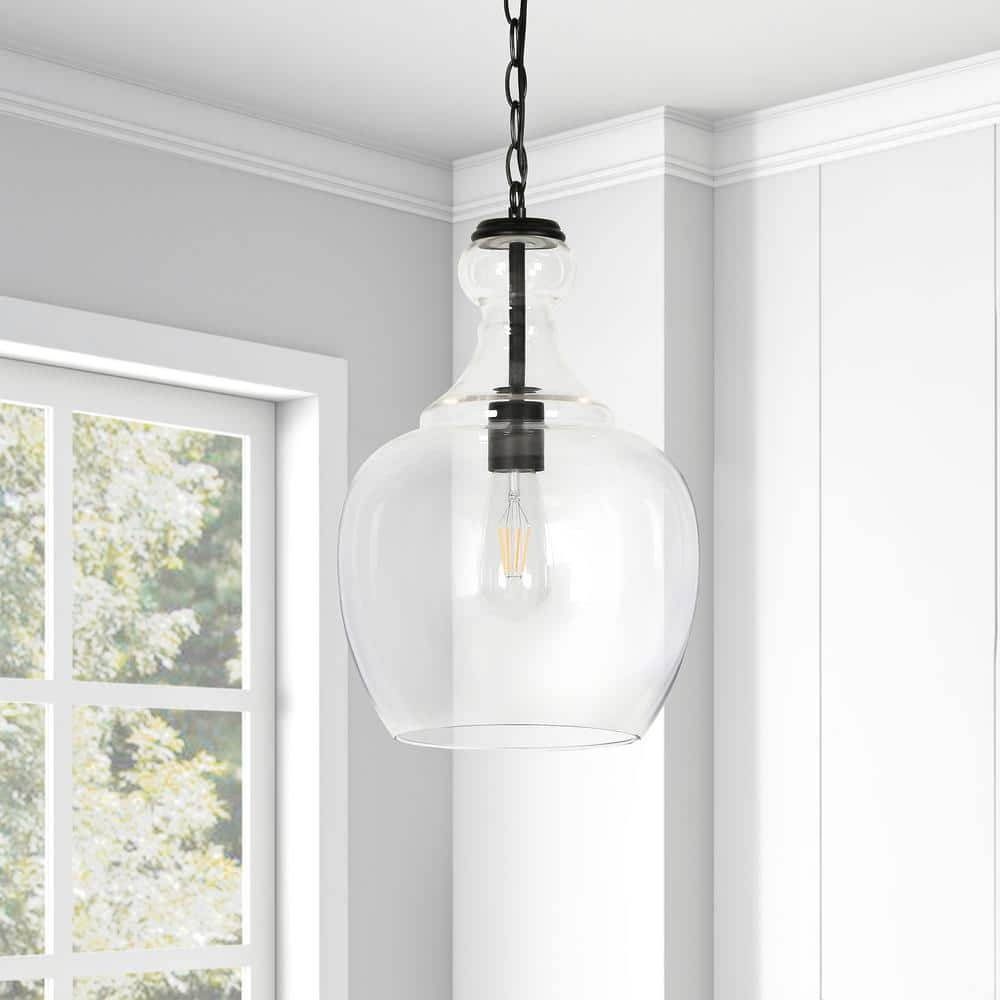 Coastal Beach Cottage 11" Brass and Clear Glass Pendant Light