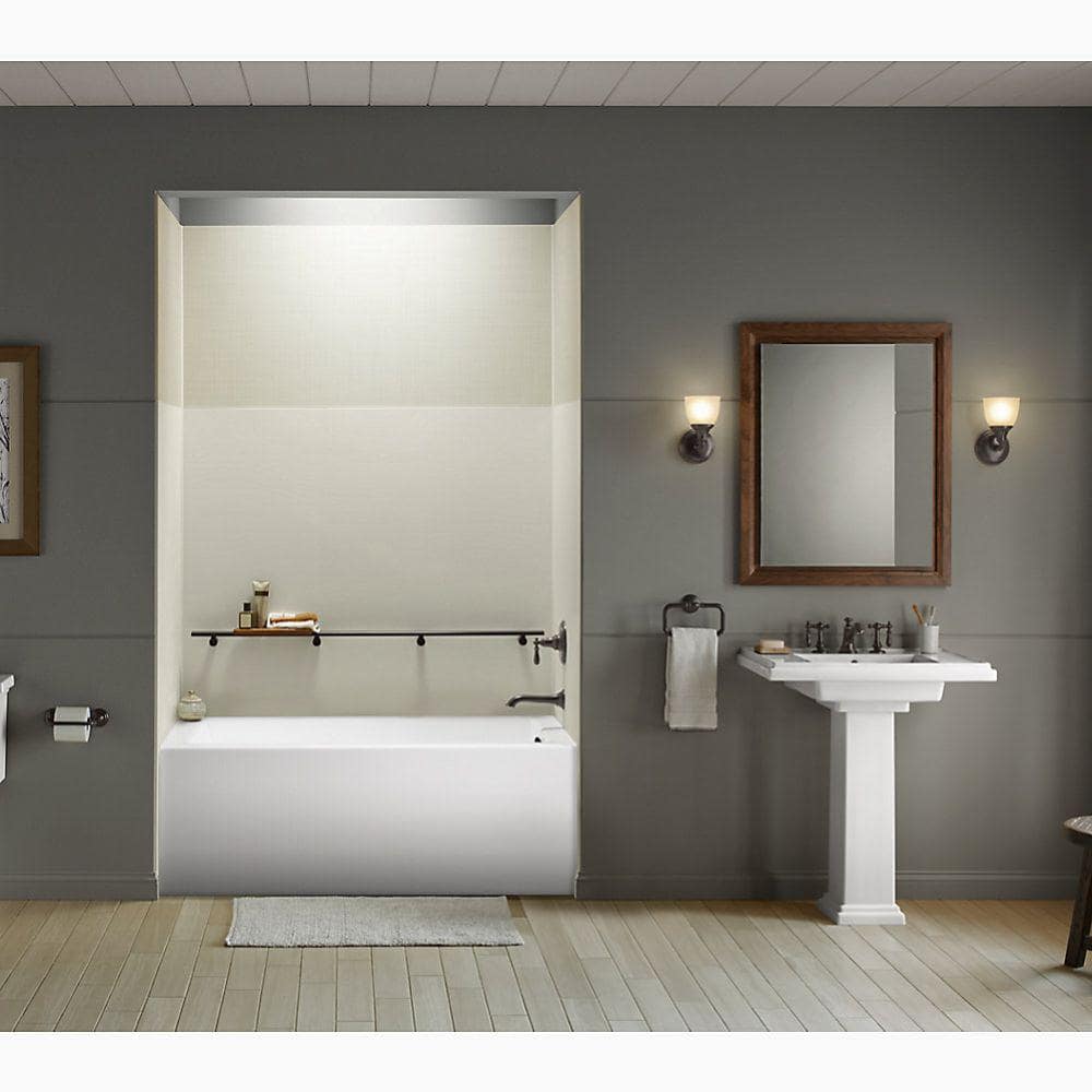 White Acrylic 60" x 32" Alcove Soaking Bathtub