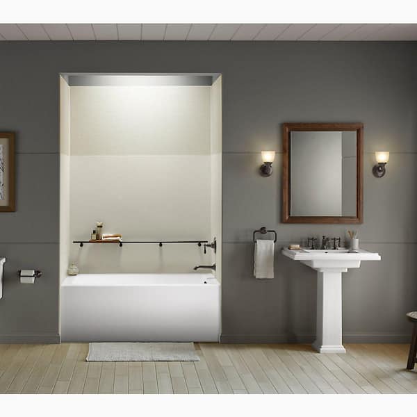 Underscore 60 in. x 32 in. Soaking Bathtub with Right-Hand Drain in White, Integral Flange