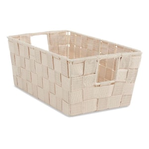 4.53 in. H x 11.42 in. W x 6.5 in. D Beige Fabric Cube Storage Bin