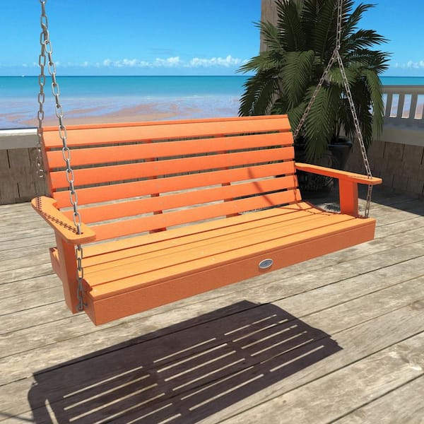 Riverside 5ft. 2-Person Citrus Orange Recycled Plastic Porch Swing