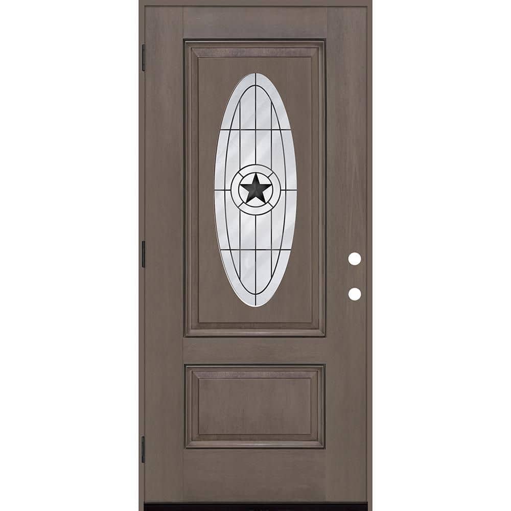 Regency 36 in. x 80 in. 3/4L Oval Alamo Glass RHOS Ashwood Fiberglass Prehung Front Door with 4-9/16 Jamb price history on PriceWatchPro