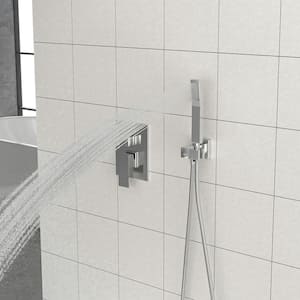 1-Spray Patterns with 1.8 GPM 10 in. Ceiling Mounted Dual Shower Head and Hand Showerhead Rough-In Valve in Chrome