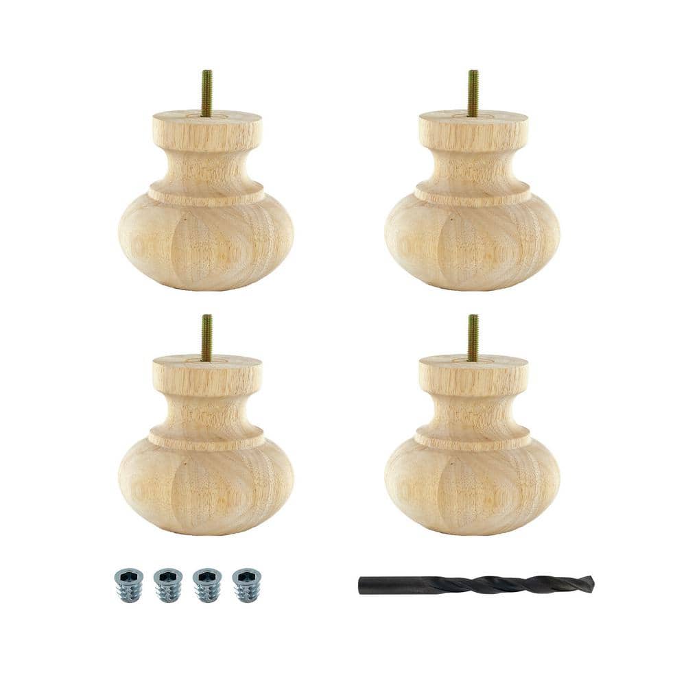 4-1/2 in. x 4-13/16 in. Unfinished Solid Hardwood Round Bun Foot (4-Pack) price history on PriceWatchPro