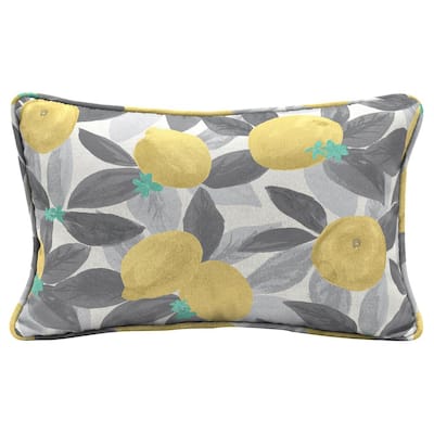 Stone gray lemons Lumbar Outdoor Throw Pillow (2-Pack)