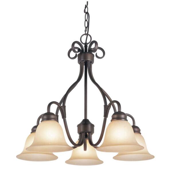 Bel Air Lighting Cabernet Collection 5-Light Oiled Bronze Chandelier with Tea Stained Shade
