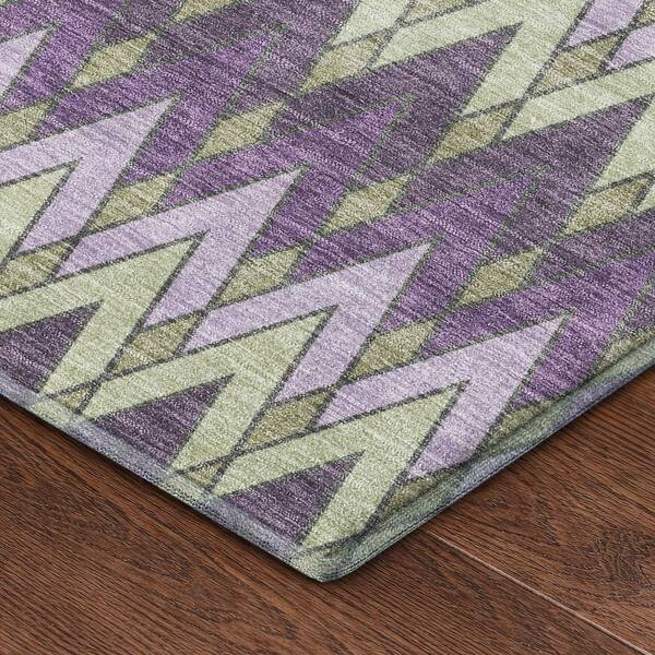 Mayfield Premium Machine Washable Abstract AMF2558 Purple 3 ft. x 4 ft. Area Rug
