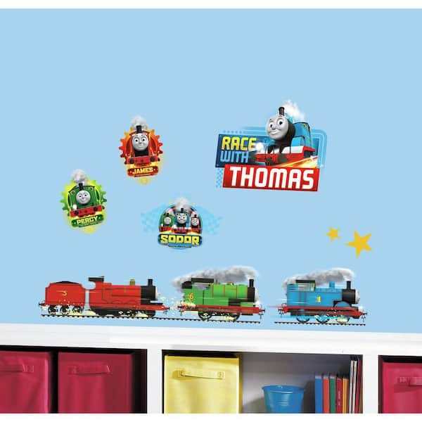 RoomMates 5 in. x 11.5 in. Thomas and Friends Racing 30-Piece Peel and Stick Wall Decal