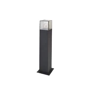 Outdoor Low-Voltage Dark Gray 300 Lumens Metal Integrated LED Path Bollard Light Weather Resistant Durability Rectangle