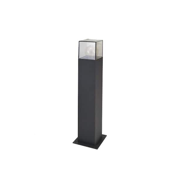 Unbranded Outdoor Low-Voltage Dark Gray 300 Lumens Metal Integrated LED Path Bollard Light Weather Resistant Durability Rectangle
