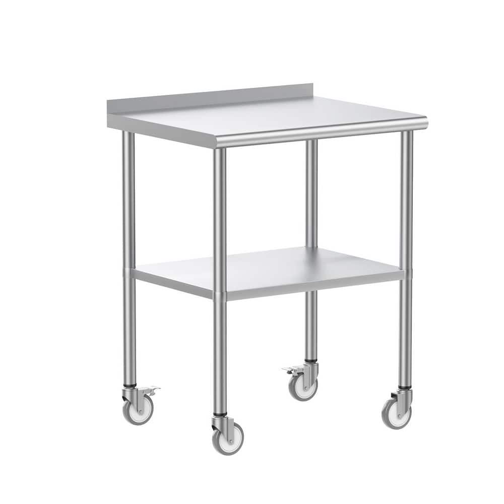 24" Stainless Steel Utility Work Table with Undershelf and Casters