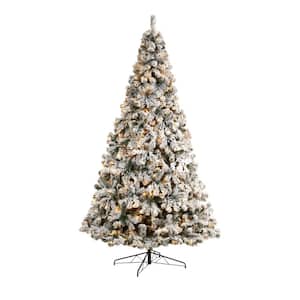 10 ft. Flocked West Virginia Fir Artificial Christmas Tree with 800 Clear LED Lights and 1680 Tips