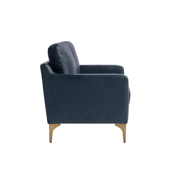 Francis 55.5 in. Blue Faux Leather 2-Seater Loveseat