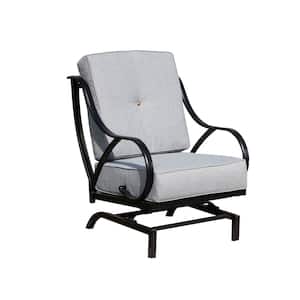Metal Outdoor Rocking Chair with Gray Cushions