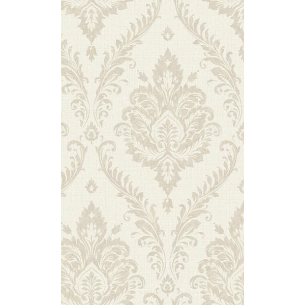 Walls Republic Beige Tropical Damask 57 sq. ft. Non-Woven Textured Non-pasted Double Roll Wallpaper