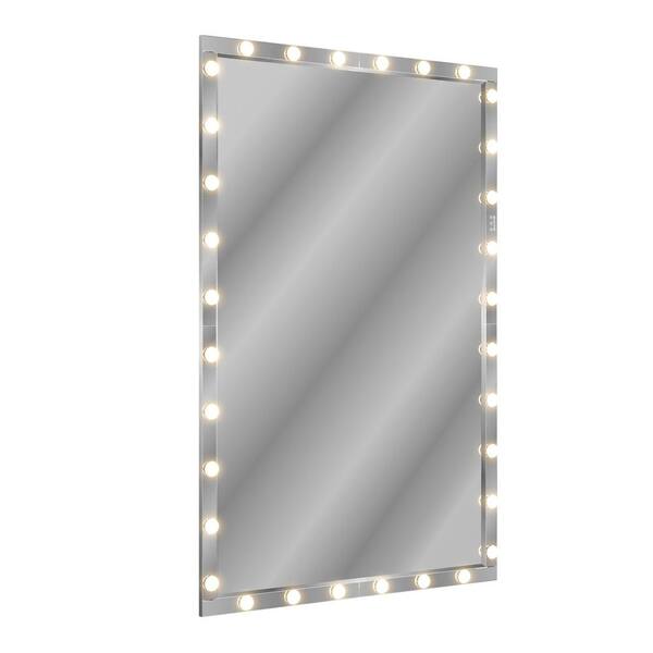 Silver 48 in. W x 72 in. H Hollywood Rectangle Full-Length LED Floor Mirror with 3 Light Modes, Wall/Standing Mount
