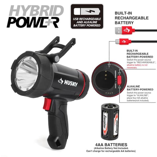 Husky - 2500 Lumens Dual Power Floating Rechargeable Spotlight