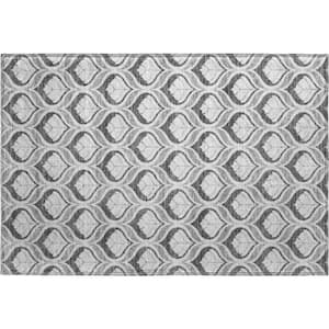 Mayfield Premium Machine Washable Abstract AMF2379 Charcoal 2 ft. x 3 ft. Accent Rug