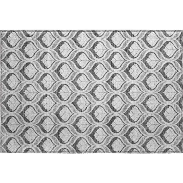 Mayfield Premium Machine Washable Abstract AMF2379 Charcoal 2 ft. x 3 ft. Accent Rug
