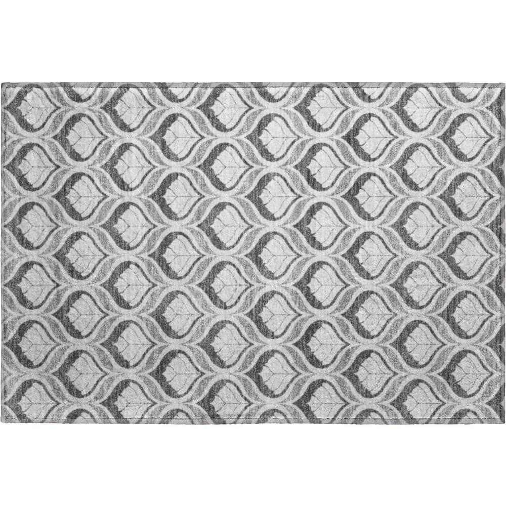 Mayfield Premium Machine Washable Abstract AMF2379 Charcoal 3 ft. x 4 ft. Area Rug price history on PriceWatchPro