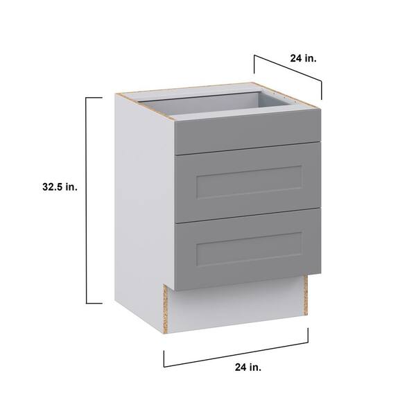 J COLLECTION Bristol Painted Slate Gray Shaker Assembled 24 in.W x 32.5 in.H x 23.75 in.D Accessible ADA 1 Draw Base Kitchen Cabinet