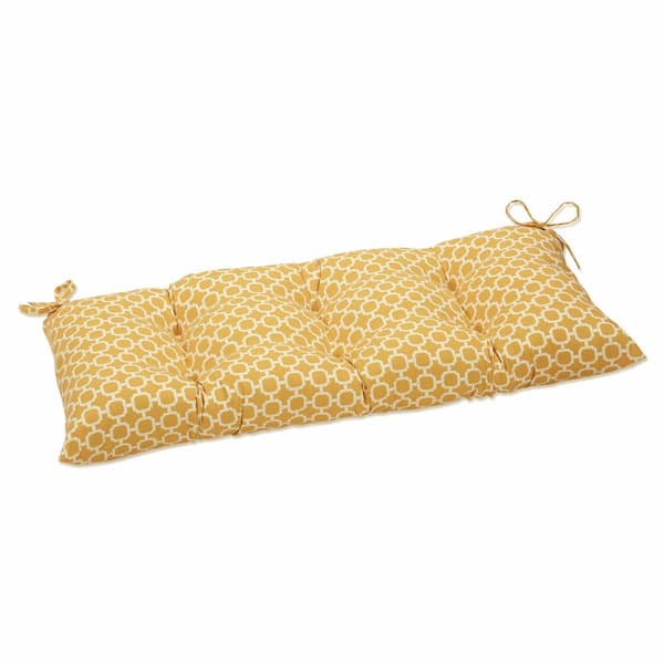 Pillow Perfect Other Rectangular Outdoor Bench Cushion in Yellow