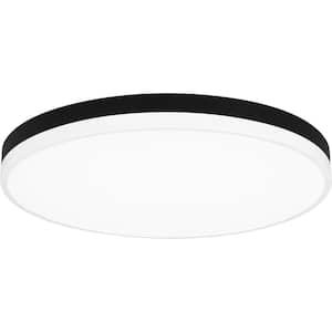 Weldin 20 in. Matte Black White LED Flush Mount