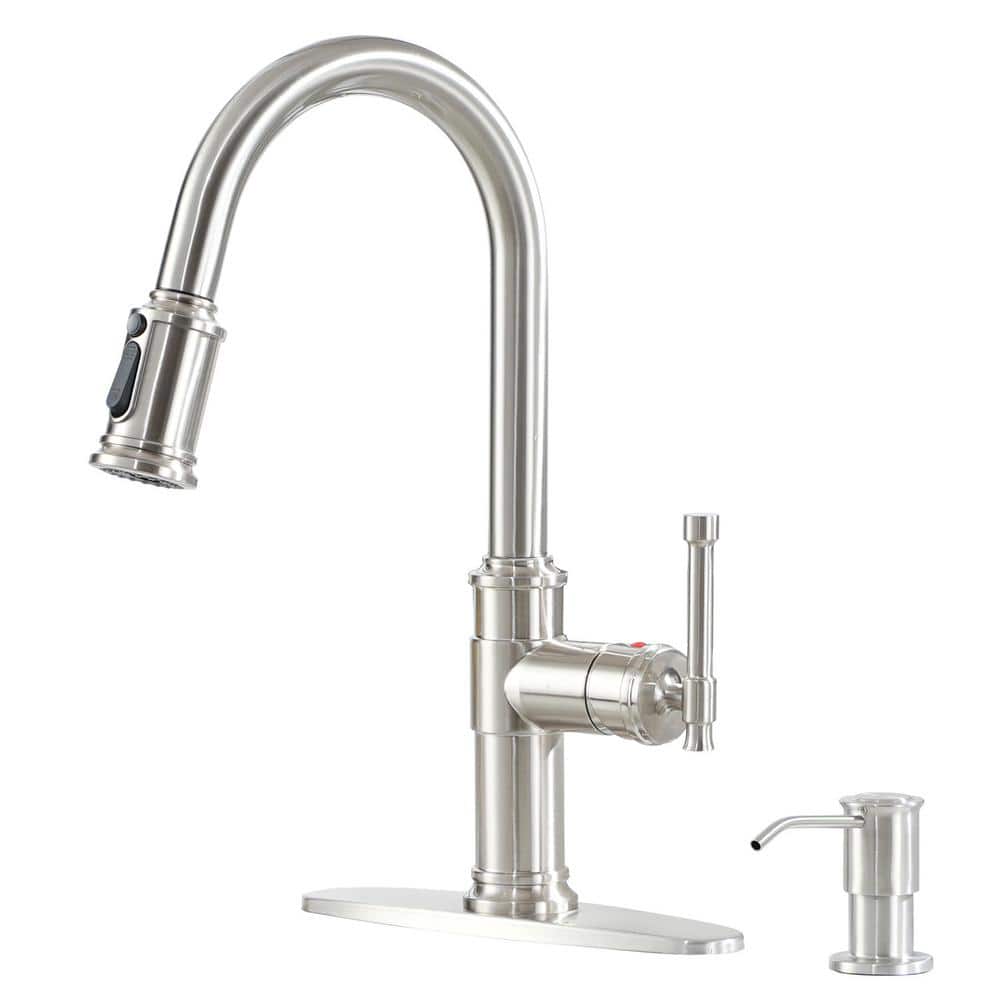 1.8 GPM Single Handle Pull Down Sprayer Kitchen Faucet with Soap Dispenser 