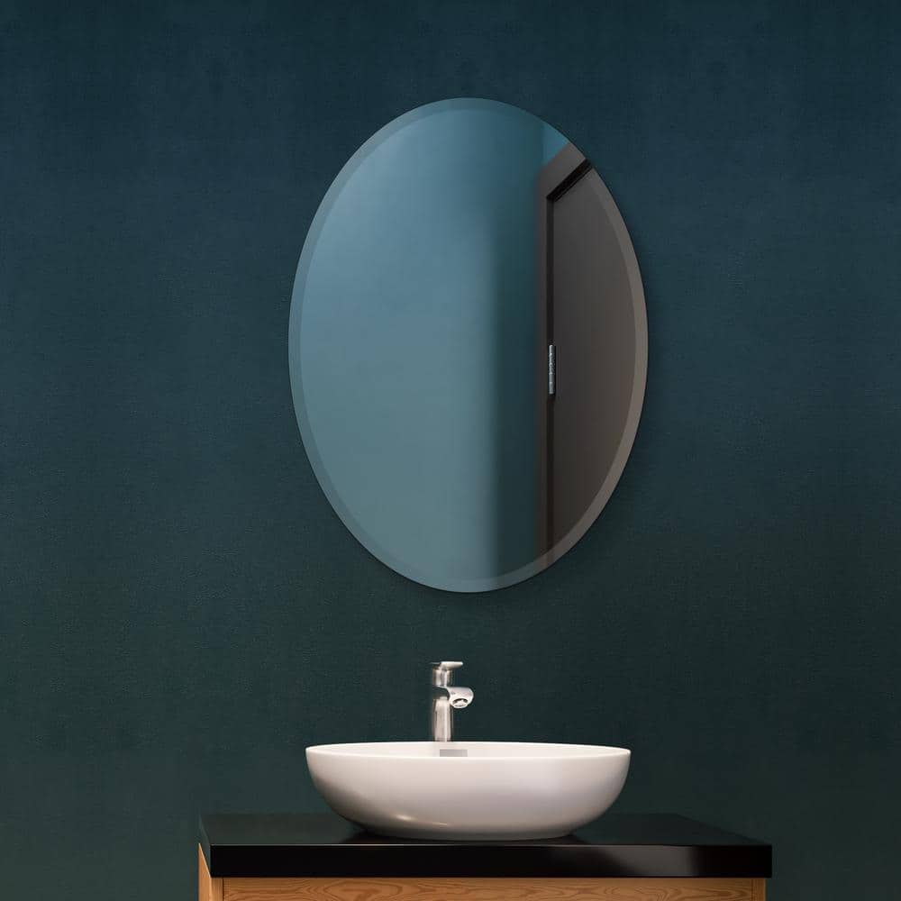 22x30 Inch Frameless Oval Beveled Wall Mirror