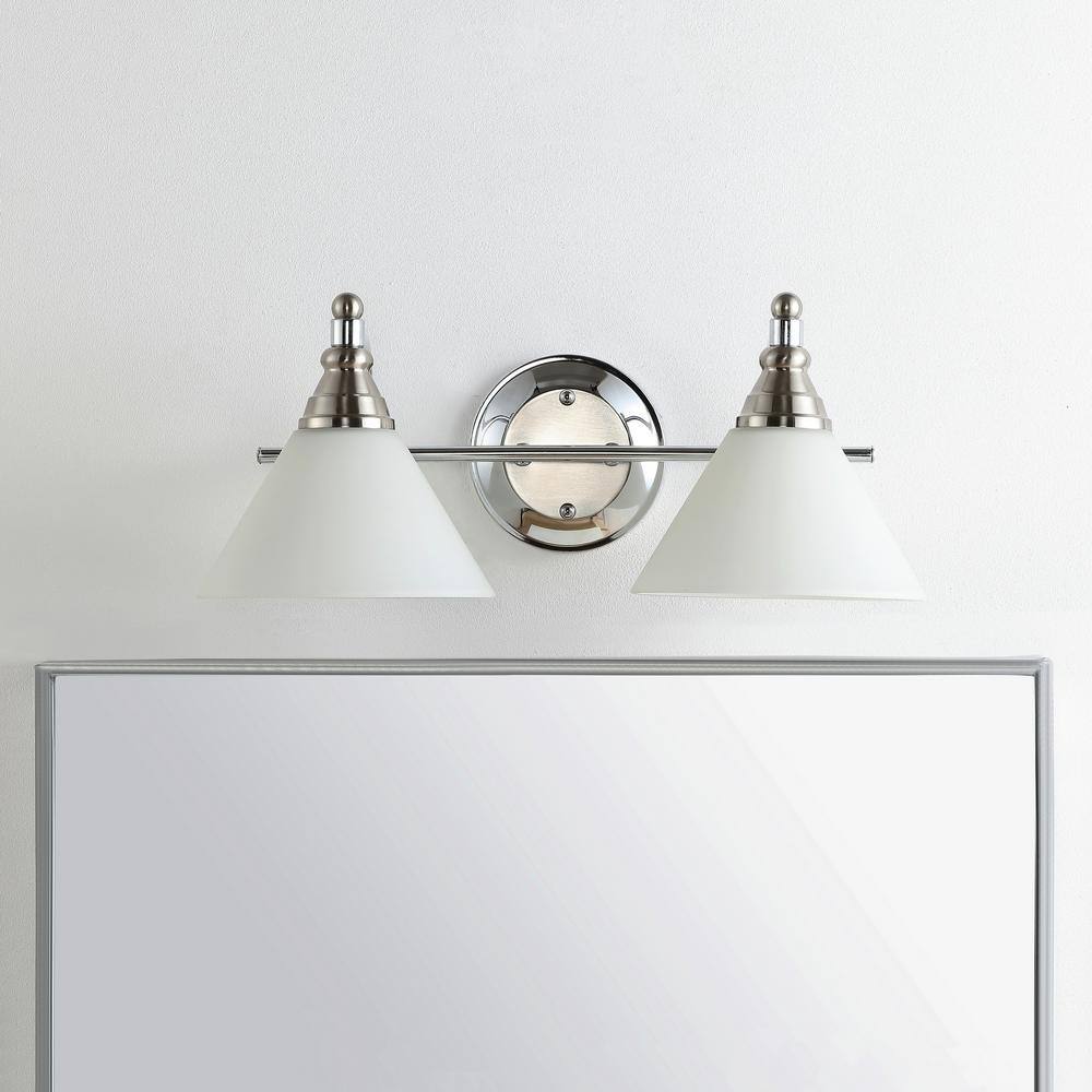 Radnor Chrome Dual-Light Wall Sconce with Glass Shades