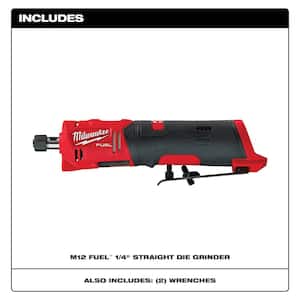 M12 FUEL 12V Lithium-Ion Brushless Cordless 1/4 in. Straight Die Grinder with M12 High Speed 1/4 in. Ratchet