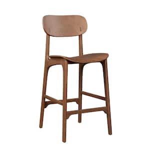 Solvang 29.92 in. Brown Ale Finish High Back Wood Bar Stool