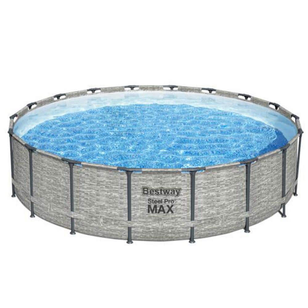 Bestway Steel Pro MAX 16 ft. Round Above Ground Pool Set with 3-Layer Liner, Blue -  5619HE-BW