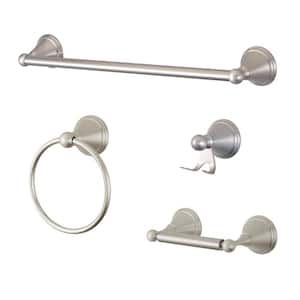 Traditional 4-Piece Bath Hardware Set in Brushed Nickel