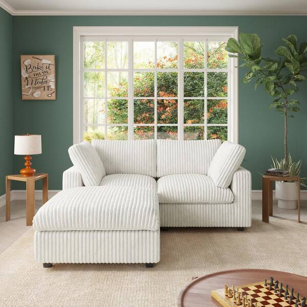 J&E Home 78.74 in. W Square Arm Rabbit Plush Fabric 3-Piece J&E Home 78.74 in. W Square Arm Rabbit Plush Fabric 3-Piece