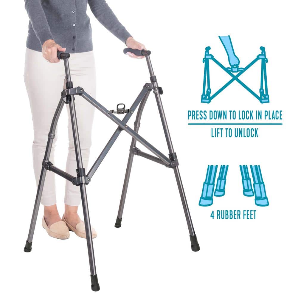 Matte Black Lightweight Foldable Walker for Seniors