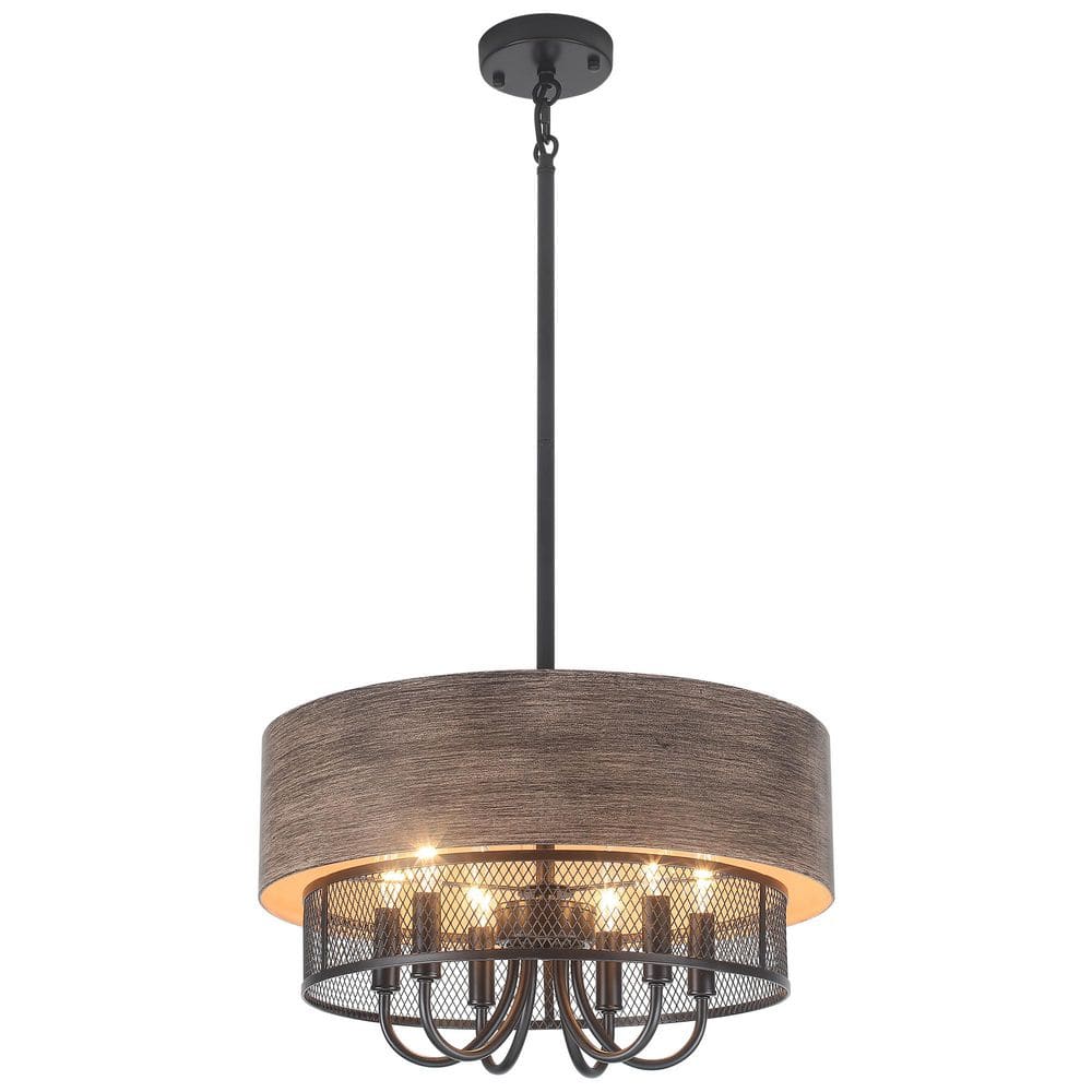 6-Light Black and Imitation Wood Grain Candlestick Linear Foyer Chandelier Lighting with Iron Shade for Kitchen Island price history on PriceWatchPro