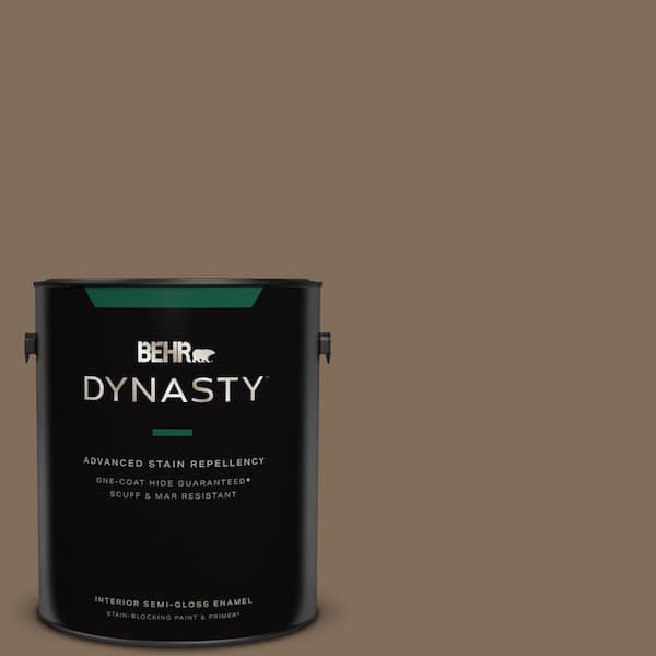 BEHR DYNASTY 1 gal. #MQ2-49 Kaffee One-Coat Hide Semi-Gloss Enamel Interior Stain-Blocking Paint & Primer