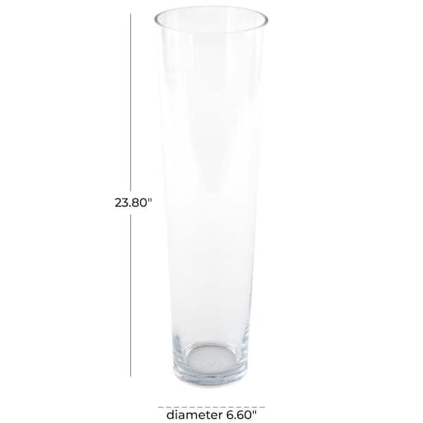 Litton Lane 24 in. Clear Tall Glass Cylinder Decorative Vase