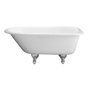 5.5 ft. Cast Iron Ball and Claw Feet Roll Top Tub with Tub Wall in White
