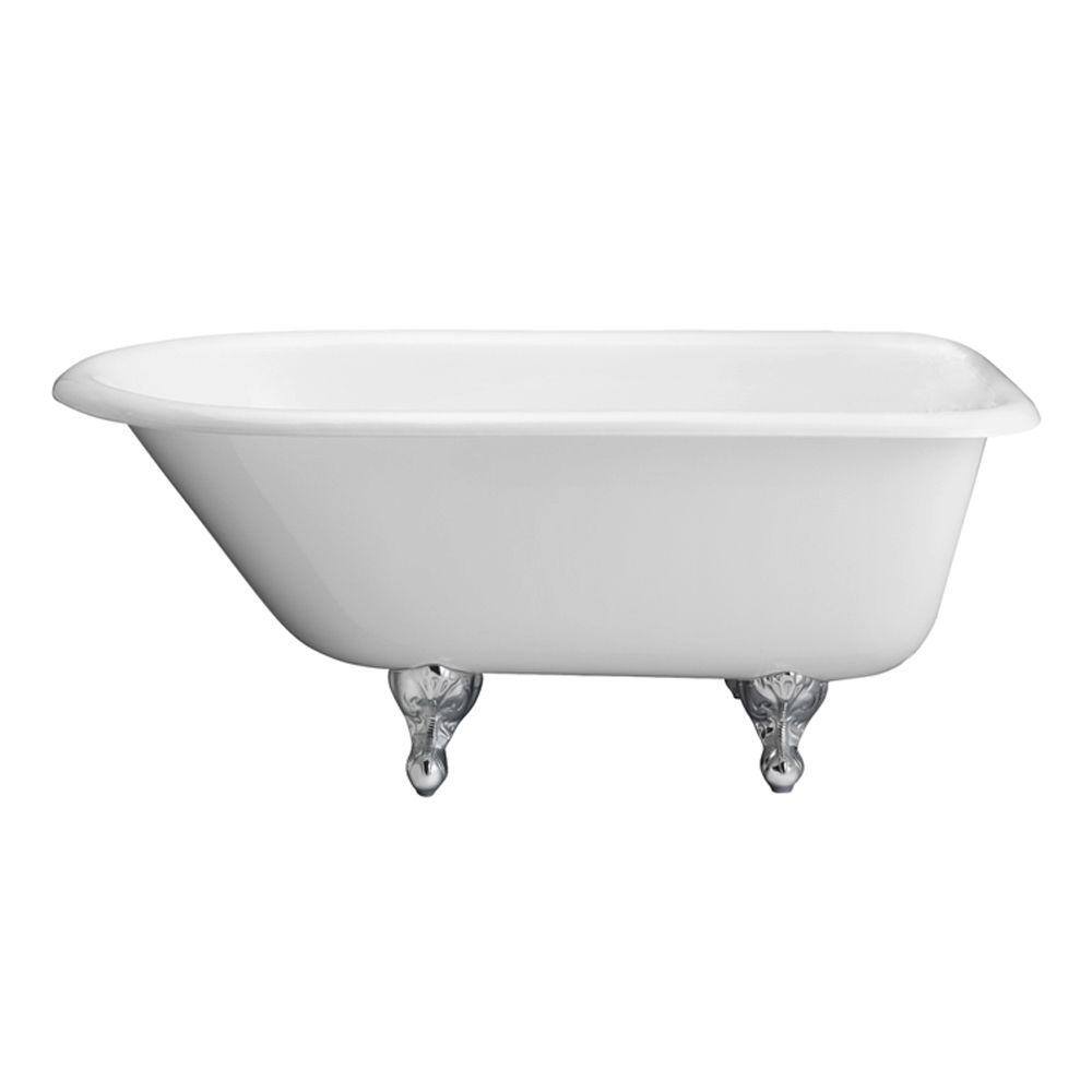 Pegasus 5 ft. Cast Iron Ball and Claw Feet Roll Top Tub in White CTRN60