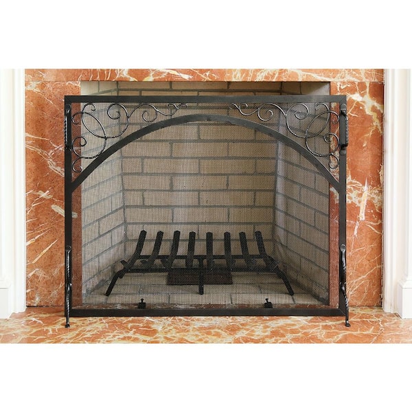 38 in. L Graphite 1-Panel Sterling Flat Fireplace Screen