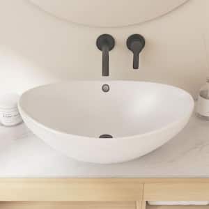 Eclisse 23 in. x 15 in. Crisp White Vitreous China Oval Vessel Sink