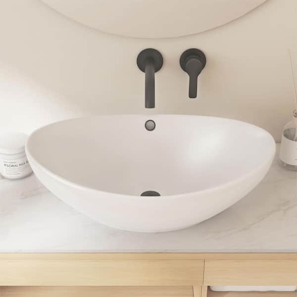 Eridanus Eclisse 23 in. x 15 in. Crisp White Vitreous China Oval Vessel Sink